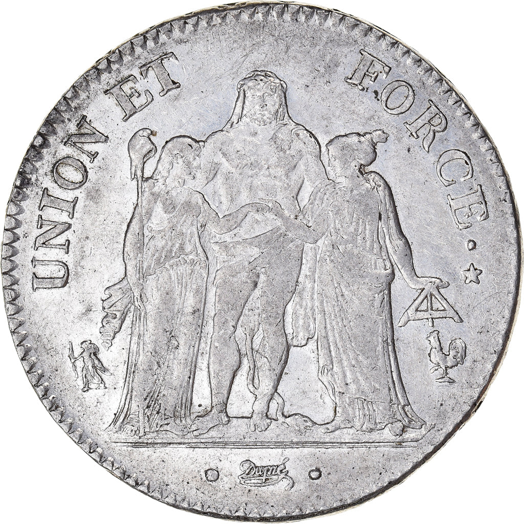 Moneda, Francia, Union et Force, 5 Francs, AN 6, Paris, MBC, Plata, KM:639.1
