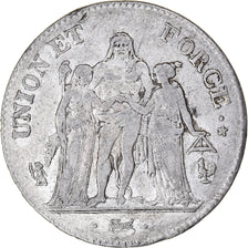 Moneta, Francia, Union et Force, 5 Francs, AN 6, Paris, MB+, Argento, KM:639.1
