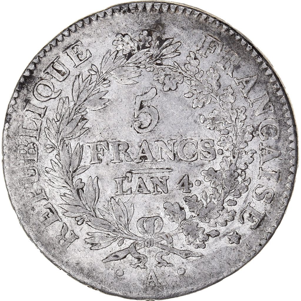 Coin, France, Union et Force, 5 Francs, AN 4, Paris, VF(30-35), Silver