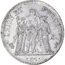 Coin, France, Union et Force, 5 Francs, AN 4, Paris, VF(30-35), Silver