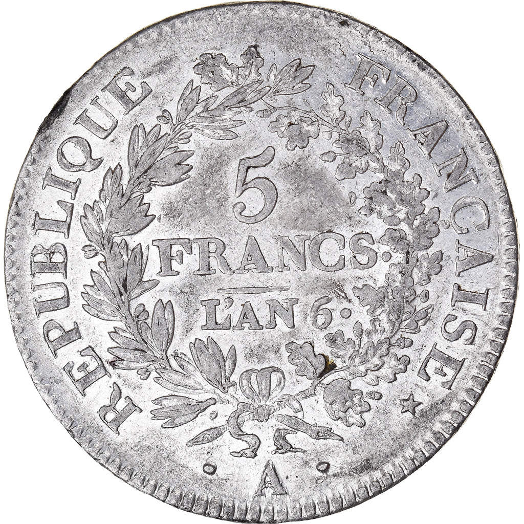 Moneta, Francia, Union et Force, 5 Francs, An 6/5, Paris, MB+, Argento