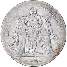 Moneta, Francia, Union et Force, 5 Francs, AN 4, Paris, MB+, Argento, KM:639.1