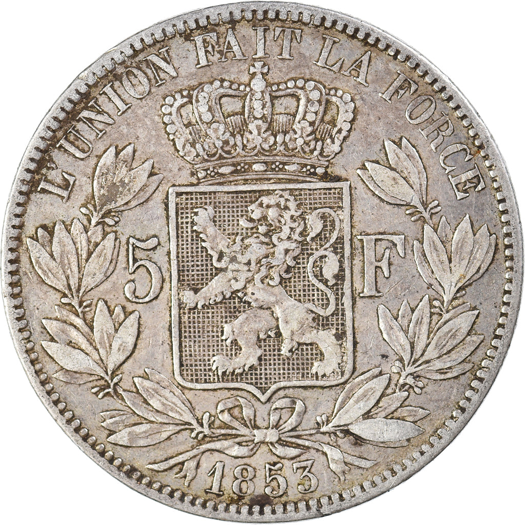 Coin, Belgium, Leopold I, 5 Francs, 5 Frank, 1853, EF(40-45), Silver, KM:17