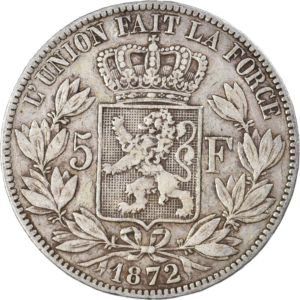 Coin, Belgium, Leopold II, 5 Francs, 5 Frank, 1872, VF(30-35), Silver, KM:24