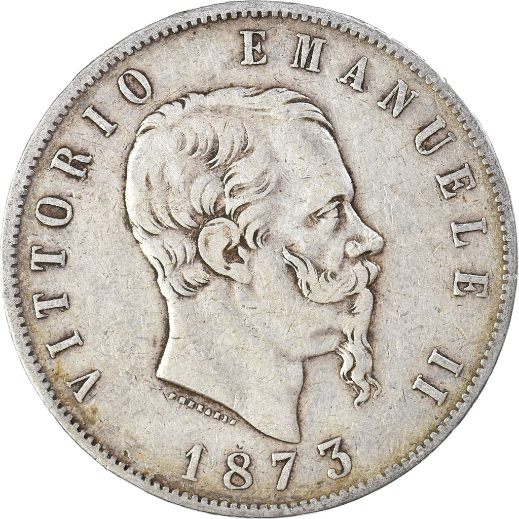 Monnaie, Italie, Vittorio Emanuele II, 5 Lire, 1873, Milan, TB+, Argent, KM:8.3