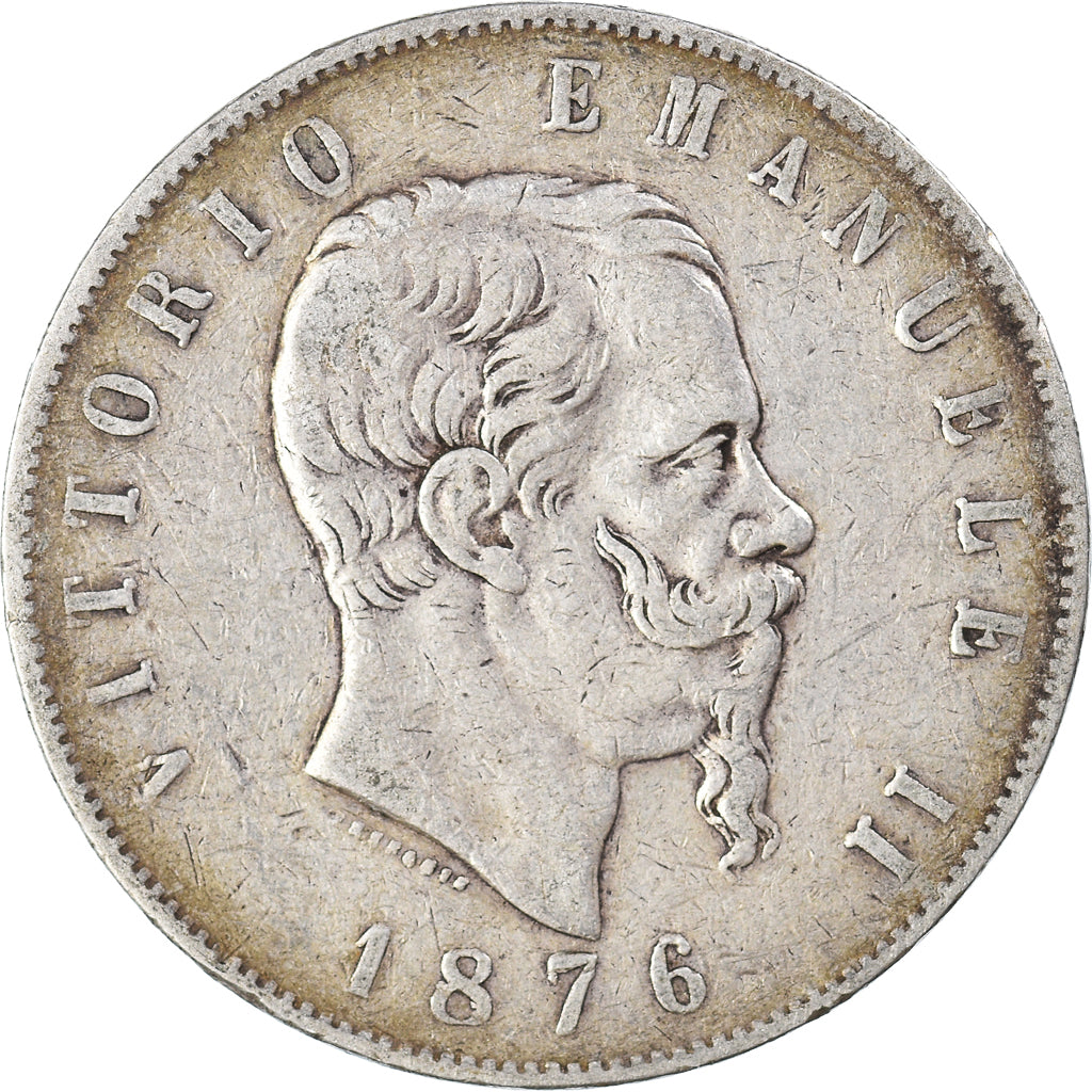 Münze, Italien, Vittorio Emanuele II, 5 Lire, 1876, Rome, S, Silber, KM:8.4