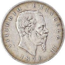 Münze, Italien, Vittorio Emanuele II, 5 Lire, 1876, Rome, S, Silber, KM:8.4