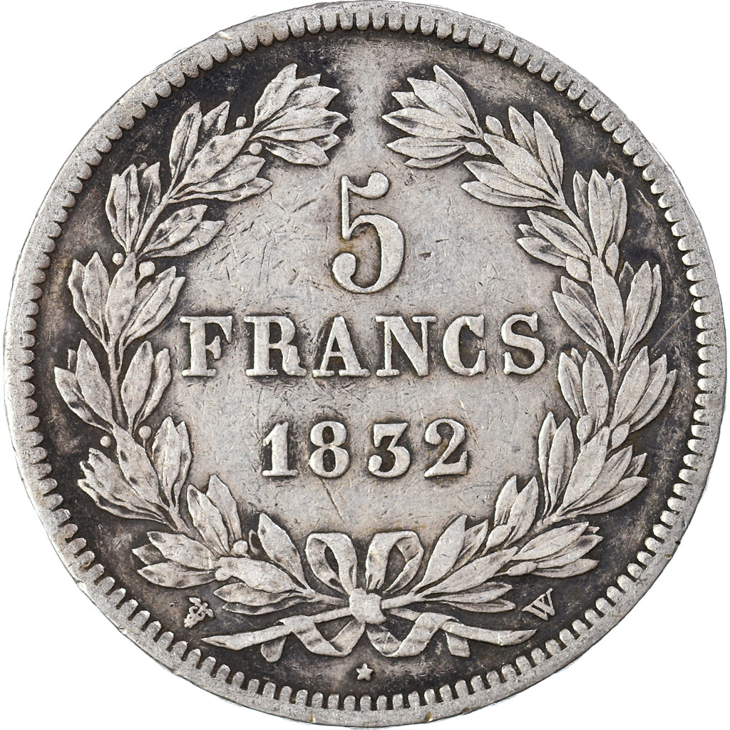 Coin, France, Louis-Philippe, 5 Francs, 1832, Lille, VF(30-35), Silver