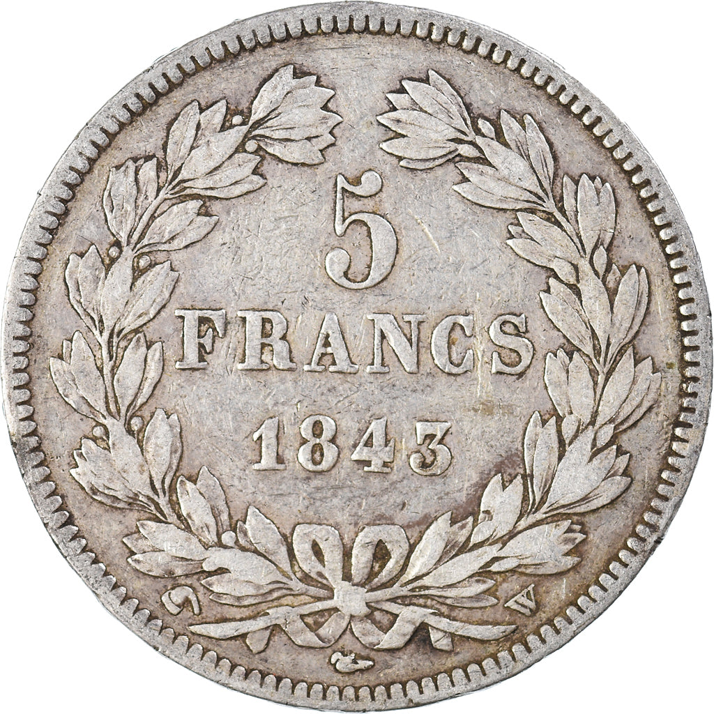 Munten, Frankrijk, Louis-Philippe, 5 Francs, 1843, Lille, FR, Zilver, KM:749.13
