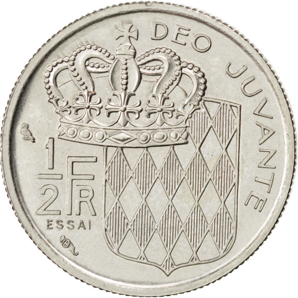 MONACO, 1/2 Franc, 1965, KM #E52, AU(55-58), Nickel, Gadoury #149, 4.42