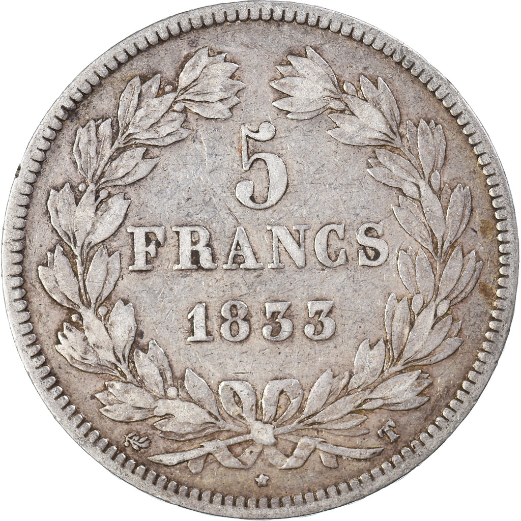 Coin, France, Louis-Philippe, 5 Francs, 1833, Nantes, VF(20-25), Silver
