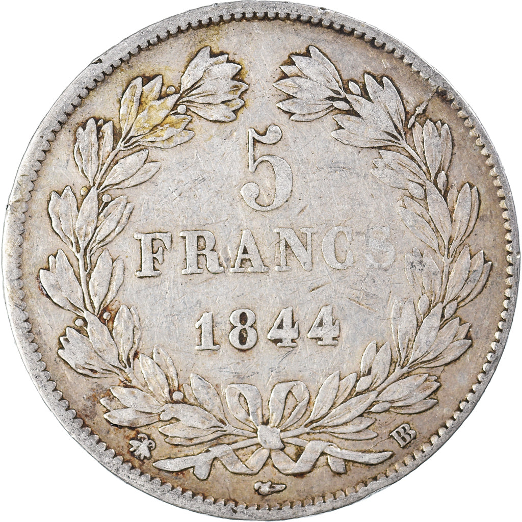 Münze, Frankreich, Louis-Philippe, 5 Francs, 1844, Strasbourg, S, Silber