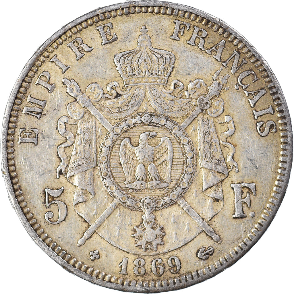 Coin, France, Napoleon III, 5 Francs, 1869, Strasbourg, VF(30-35), Silver