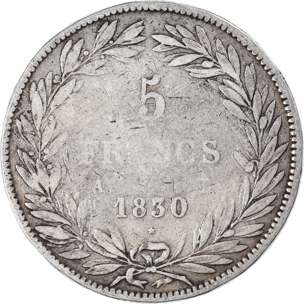 Coin, France, Louis-Philippe, 5 Francs, 1830, Paris, F(12-15), Silver, KM:735.1