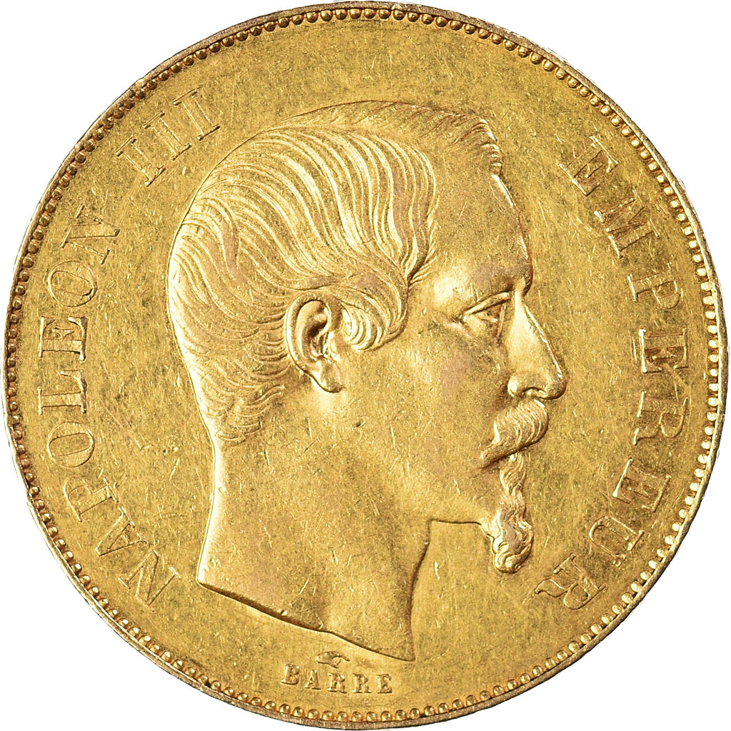 Moneta, Francia, Napoleon III, 50 Francs, 1855, Paris, BB+, Oro, KM:785.1