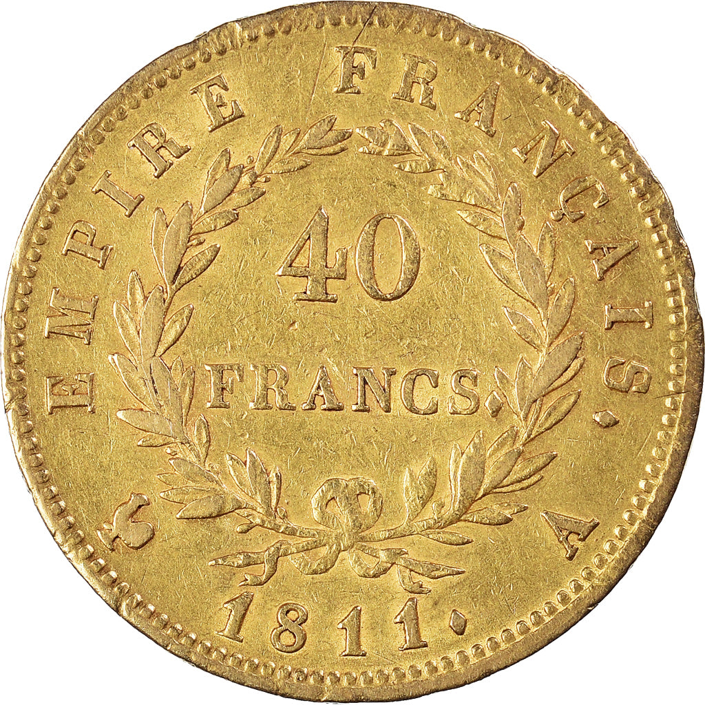 Coin, France, Napoléon I, 40 Francs, 1811, Paris, EF(40-45), Gold, KM:696.1