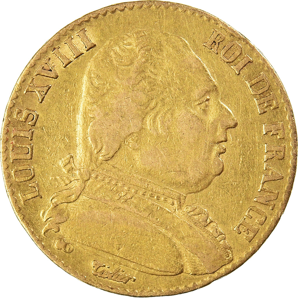 Moneda, Francia, Louis XVIII, 20 Francs, 1815, Paris, BC+, Oro, KM:706.1, Le