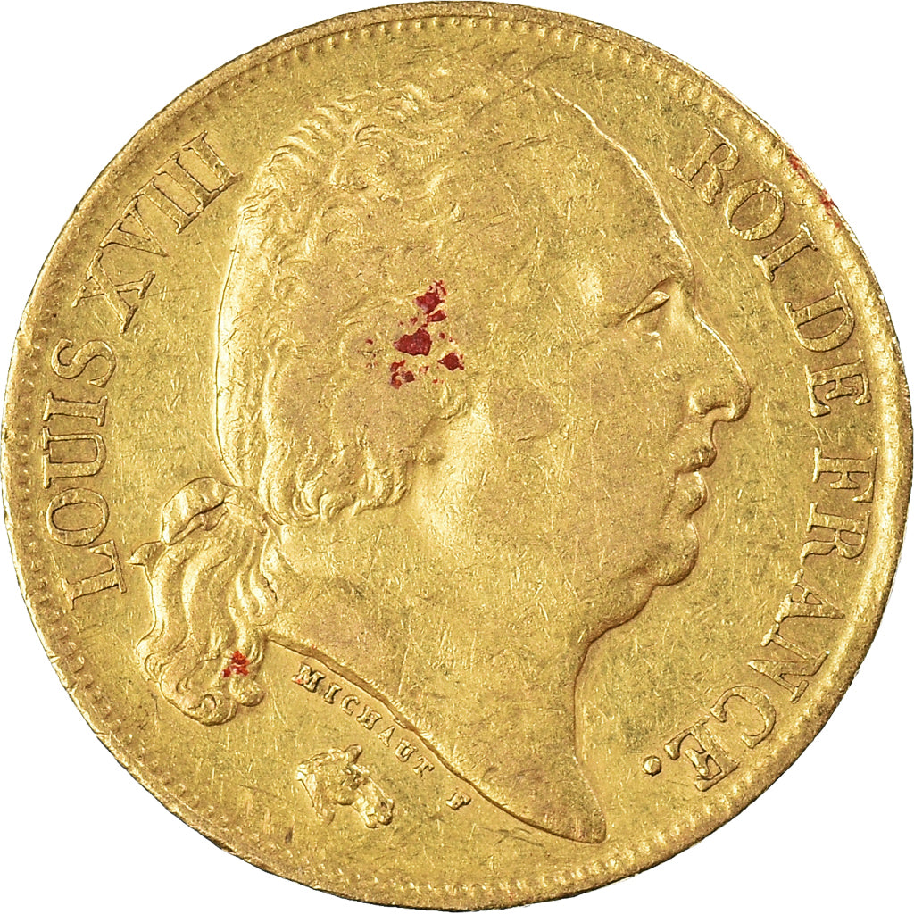 Munten, Frankrijk, Louis XVIII, 20 Francs, 1817, Paris, ZF, Goud, KM:712.1