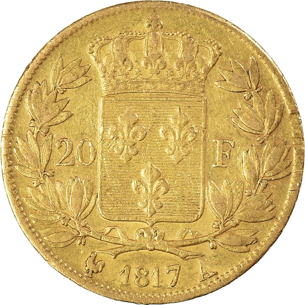 Munten, Frankrijk, Louis XVIII, 20 Francs, 1817, Paris, ZF, Goud, KM:712.1