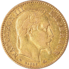 Coin, France, Napoleon III, 10 Francs, 1863, Strasbourg, EF(40-45), Gold