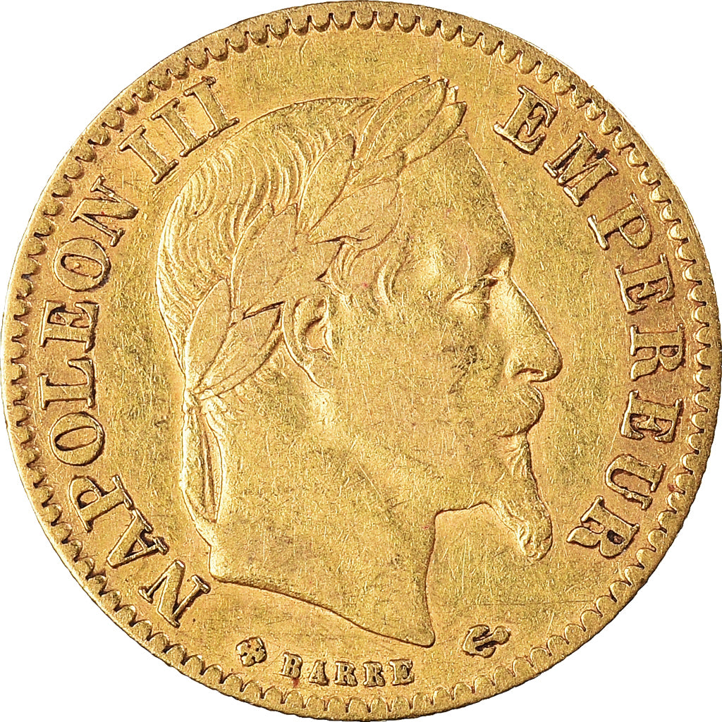 Moneta, Francja, Napoleon III, 10 Francs, 1866, Strasbourg, EF(40-45), Złoto