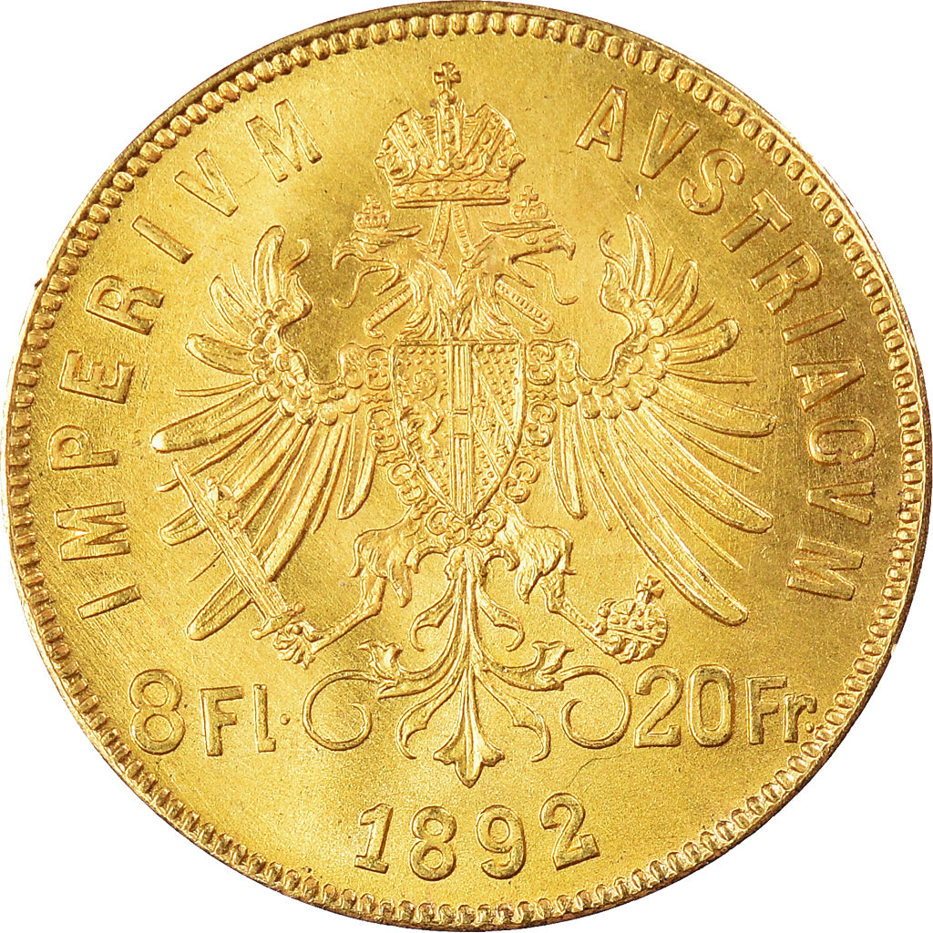 Monnaie, Autriche, Franz Joseph I, 8 Florins-20 Francs, 1892, SPL+, Or, KM:2269