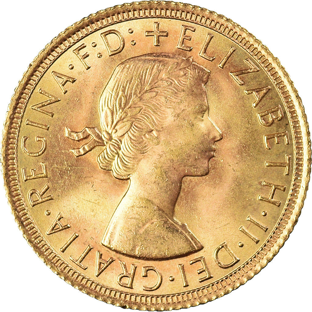 Coin, Great Britain, Elizabeth II, Sovereign, 1965, MS(63), Gold, KM:908