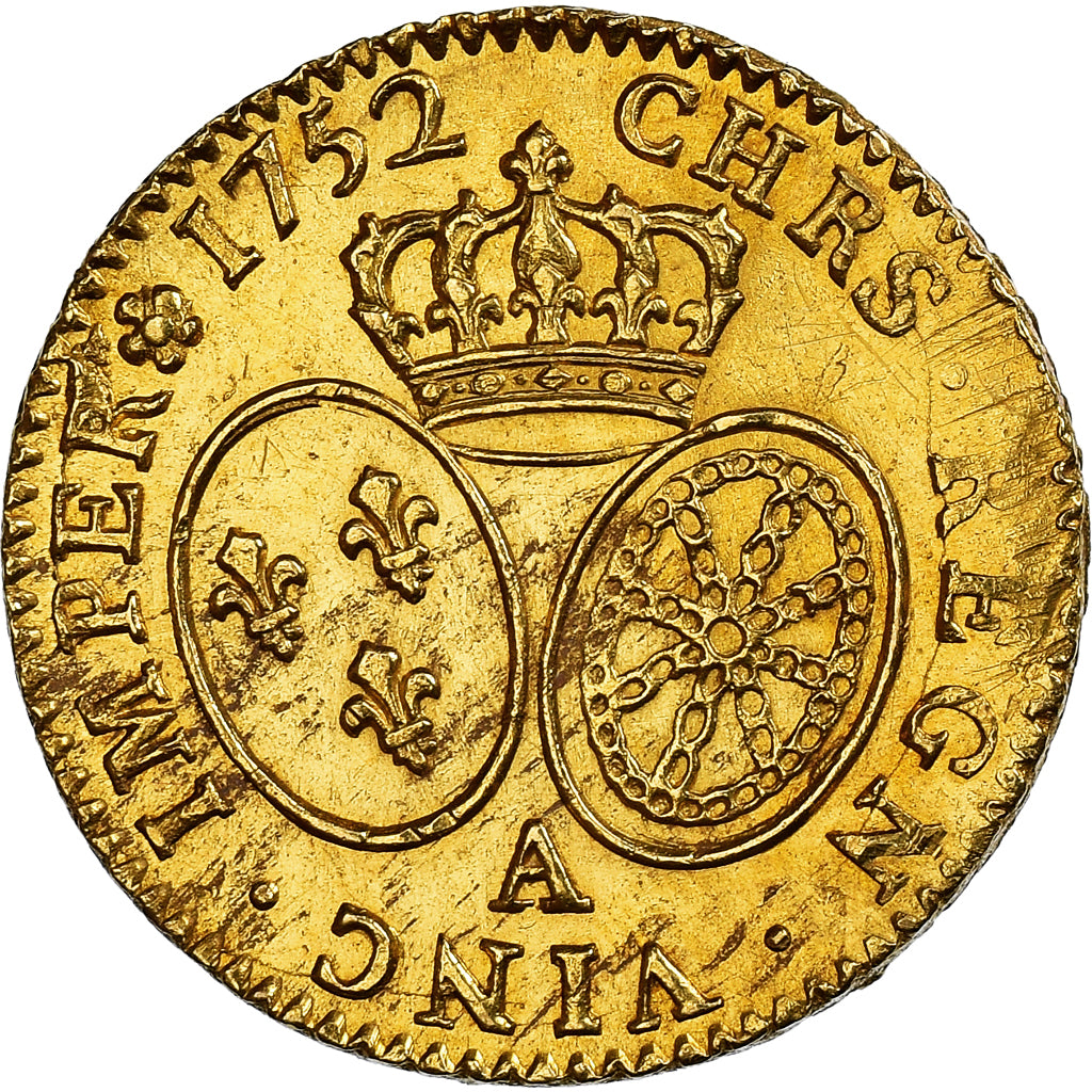 Moneda, Francia, Louis XV, Louis d'Or, 1752, Paris, EBC+, Oro, KM:513.1