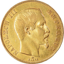 Moneta, Francia, Napoleon III, 50 Francs, 1857, Paris, BB+, Oro, KM:785.1