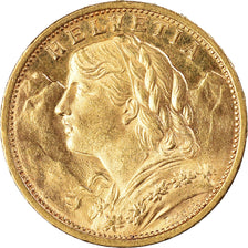 Moeda, Suíça, 20 Francs, 1911, Bern, MS(63), Dourado, KM:35.1