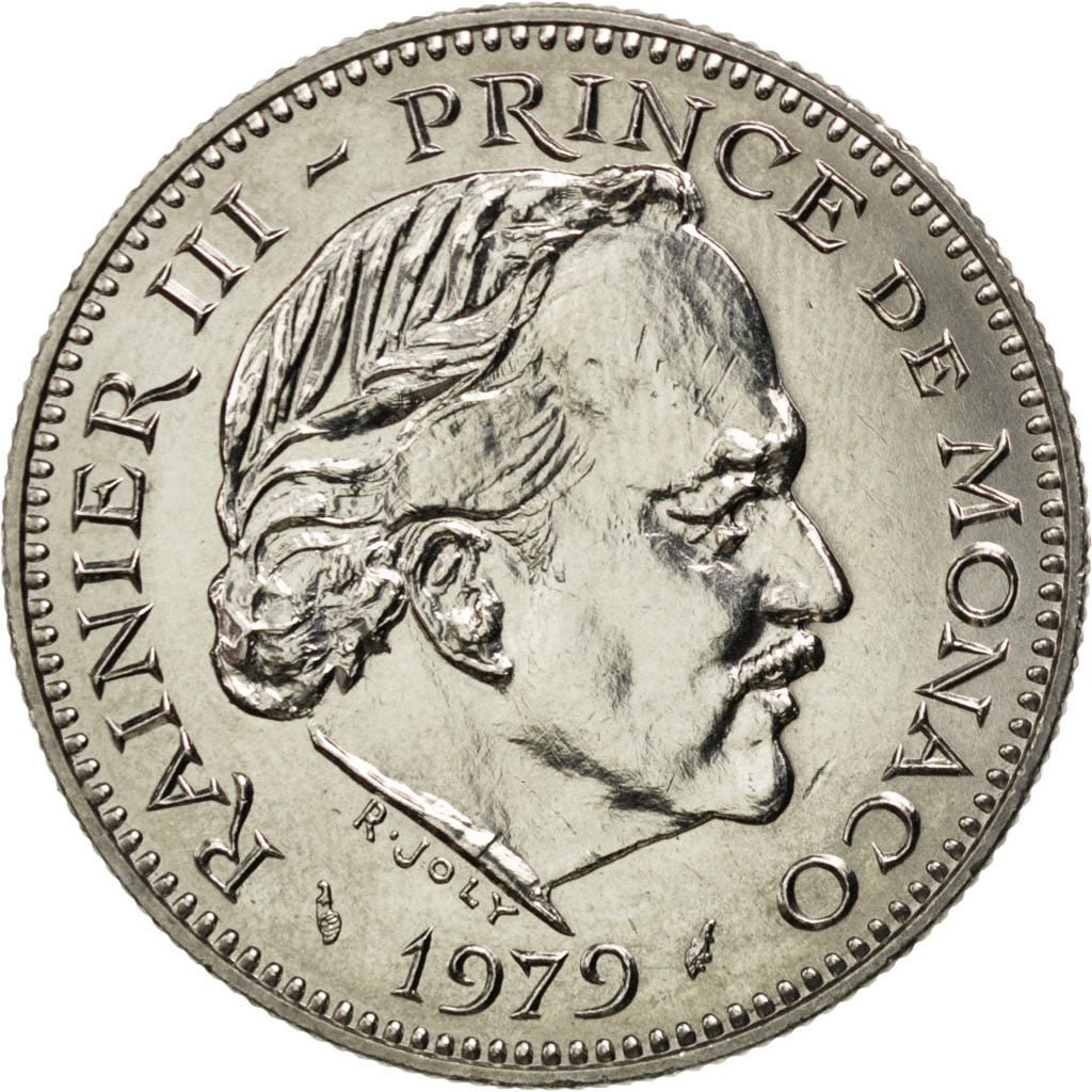 Coin, Monaco, Rainier III, 5 Francs, 1979, MS(63), Copper-nickel, KM:150