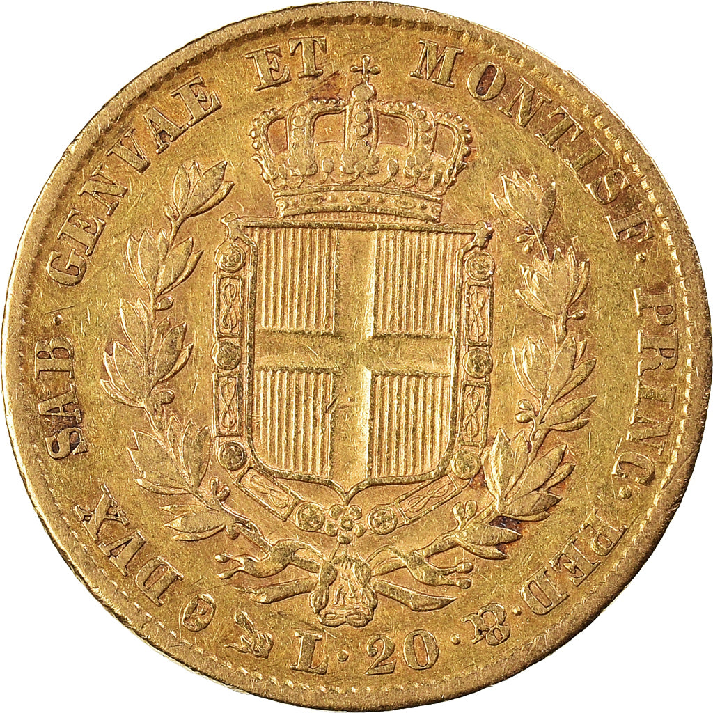 Coin, ITALIAN STATES, SARDINIA, Carlo Alberto, 20 Lire, 1841, Genoa, Very rare