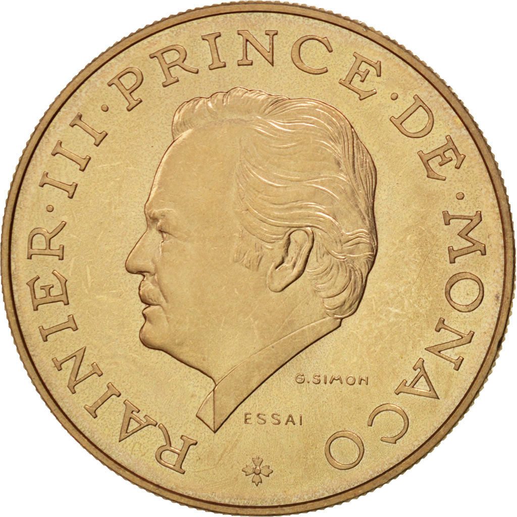 MONACO, 10 Francs, 1974, KM #E63, MS(60-62), Cupro-nickel Aluminium, Gadoury...
