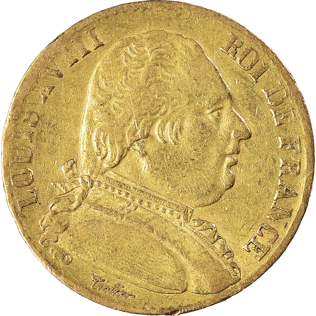 Munten, Frankrijk, Louis XVIII, 20 Francs, 1815, Paris, ZF, Goud, KM:706.1