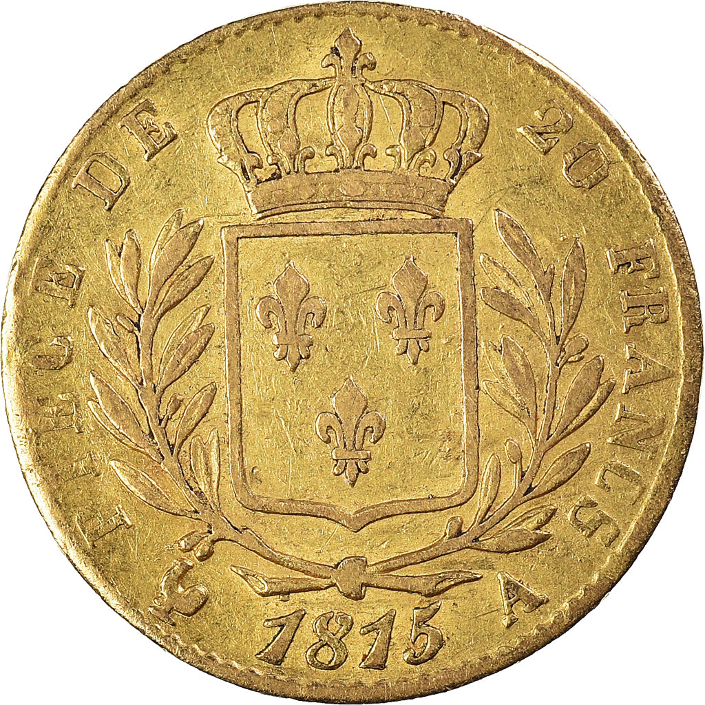 Munten, Frankrijk, Louis XVIII, 20 Francs, 1815, Paris, ZF, Goud, KM:706.1