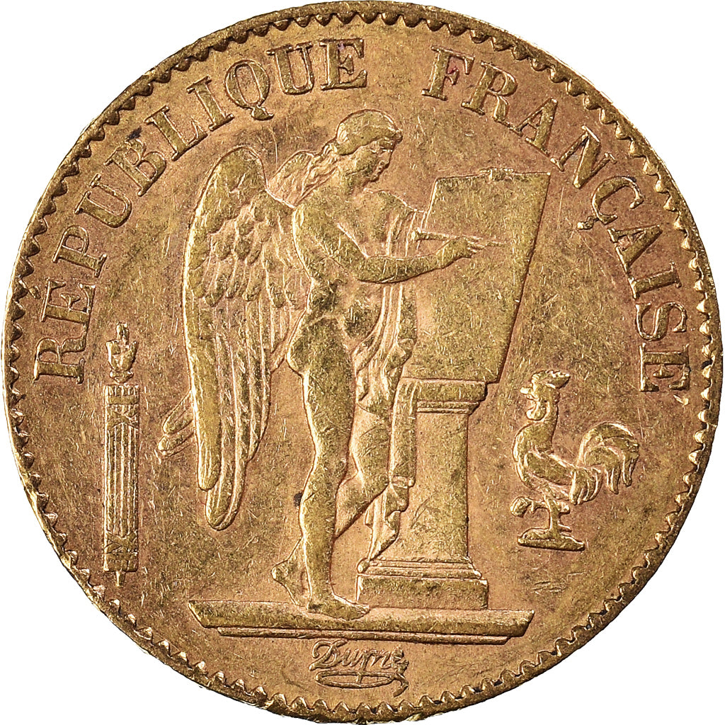 Moneda, Francia, Génie, 20 Francs, 1890, Paris, MBC+, Oro, KM:825, Gadoury:1063