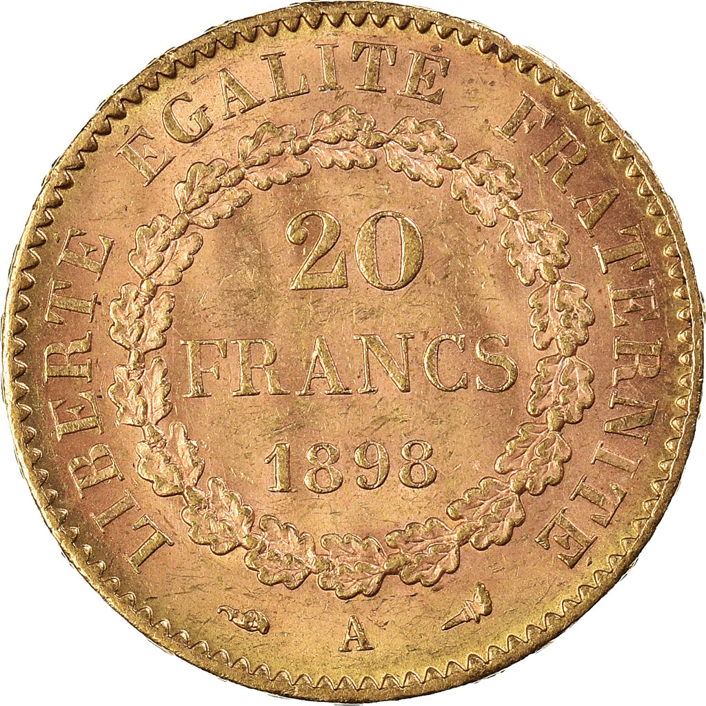 Coin, France, Génie, 20 Francs, 1898, Paris, AU(55-58), Gold, KM:825