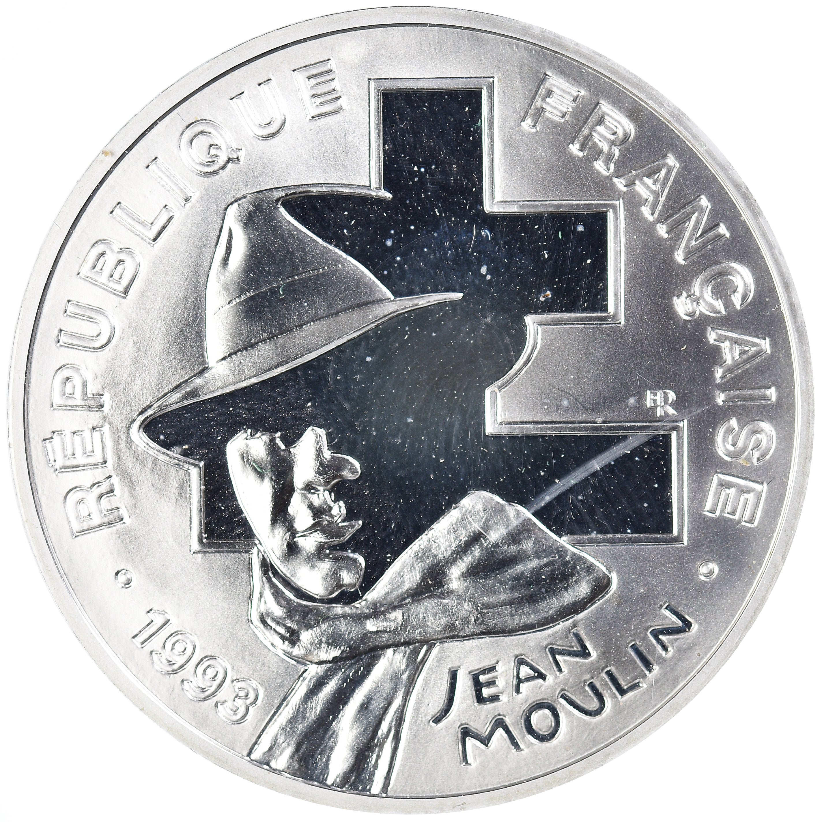 Munten, Frankrijk, Jean Moulin, Libération, 100 Francs, 1993, BE, FDC, Zilver