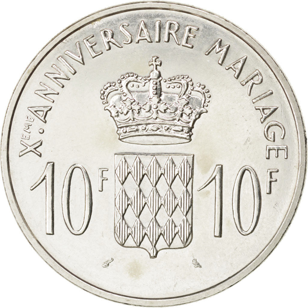 MONACO, 100 Francs, 1982, KM #161, AU(55-58), Silver, Gadoury #163, 15.07