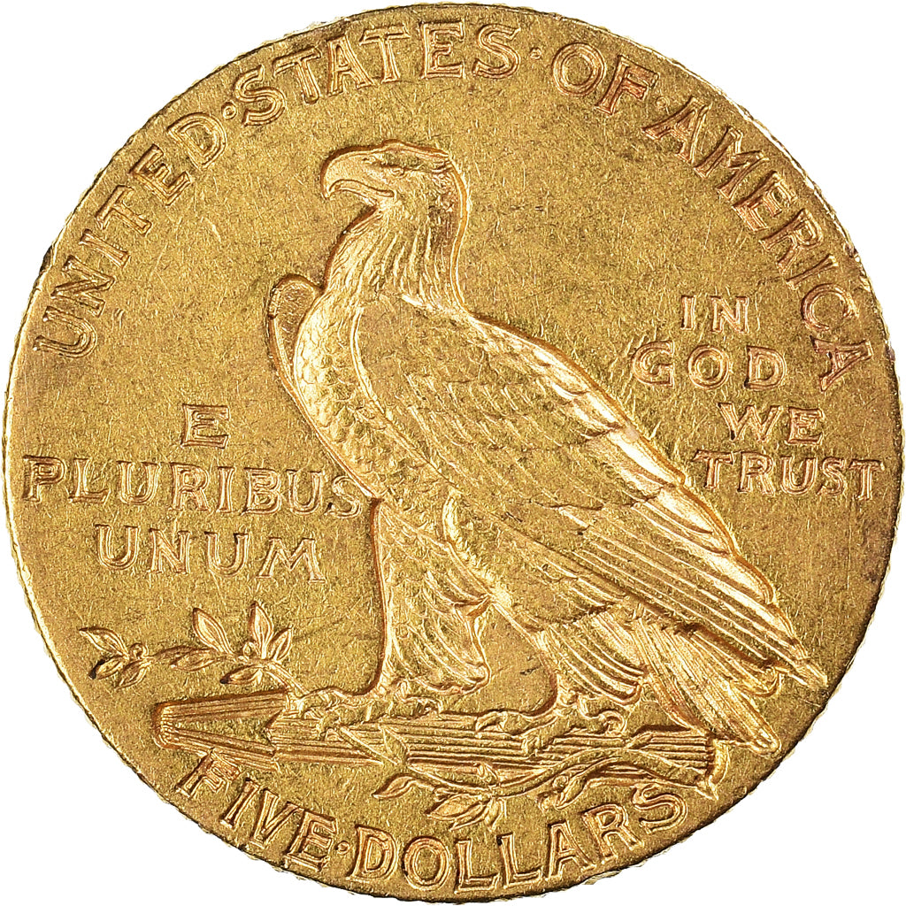 Munten, Verenigde Staten, Indian Head, $5, Half Eagle, 1908, U.S. Mint