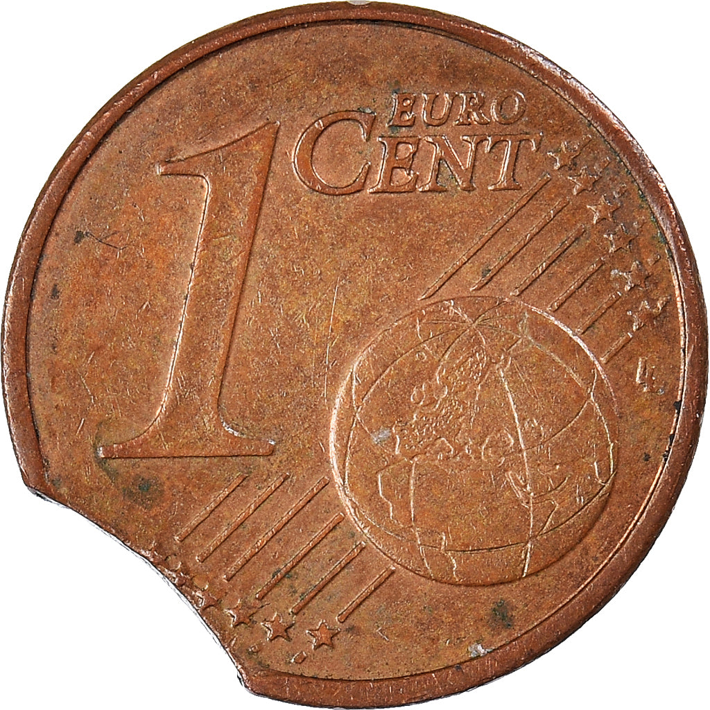 Francja, Euro Cent, 1999, Paris, error clipped planchet, AU(50-53), Miedź