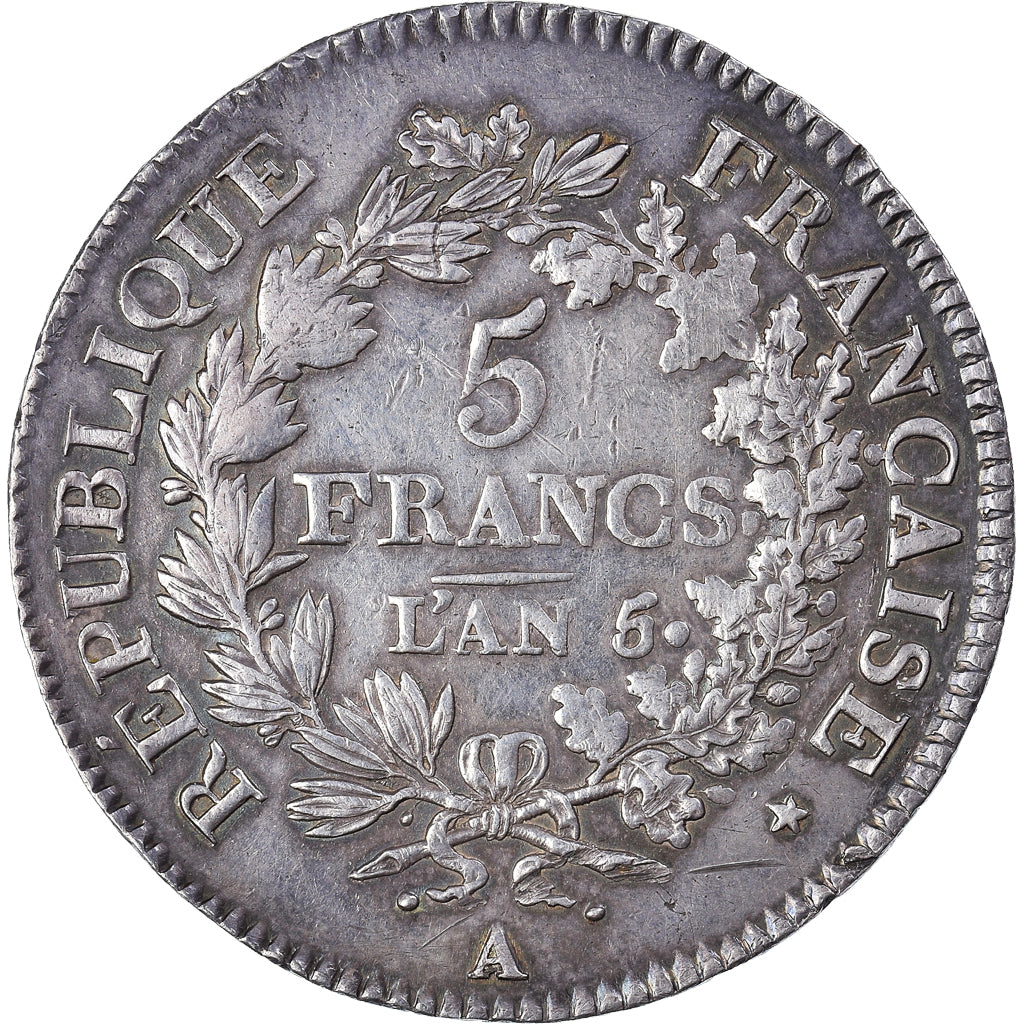 Coin, France, Union et Force, 5 Francs, AN 5, Paris, EF(40-45), Silver