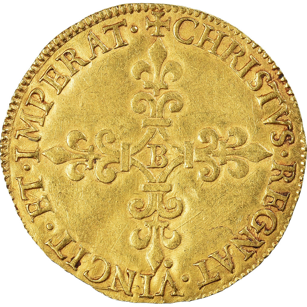 Coin, France, Charles IX, Ecu d'or, 1562, Rouen, AU(50-53), Gold, Sombart:4904