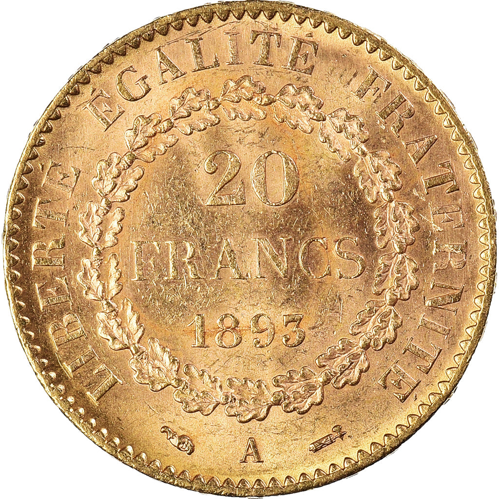 Moneda, Francia, Génie, 20 Francs, 1893, Paris, EBC, Oro, KM:825, Gadoury:1063