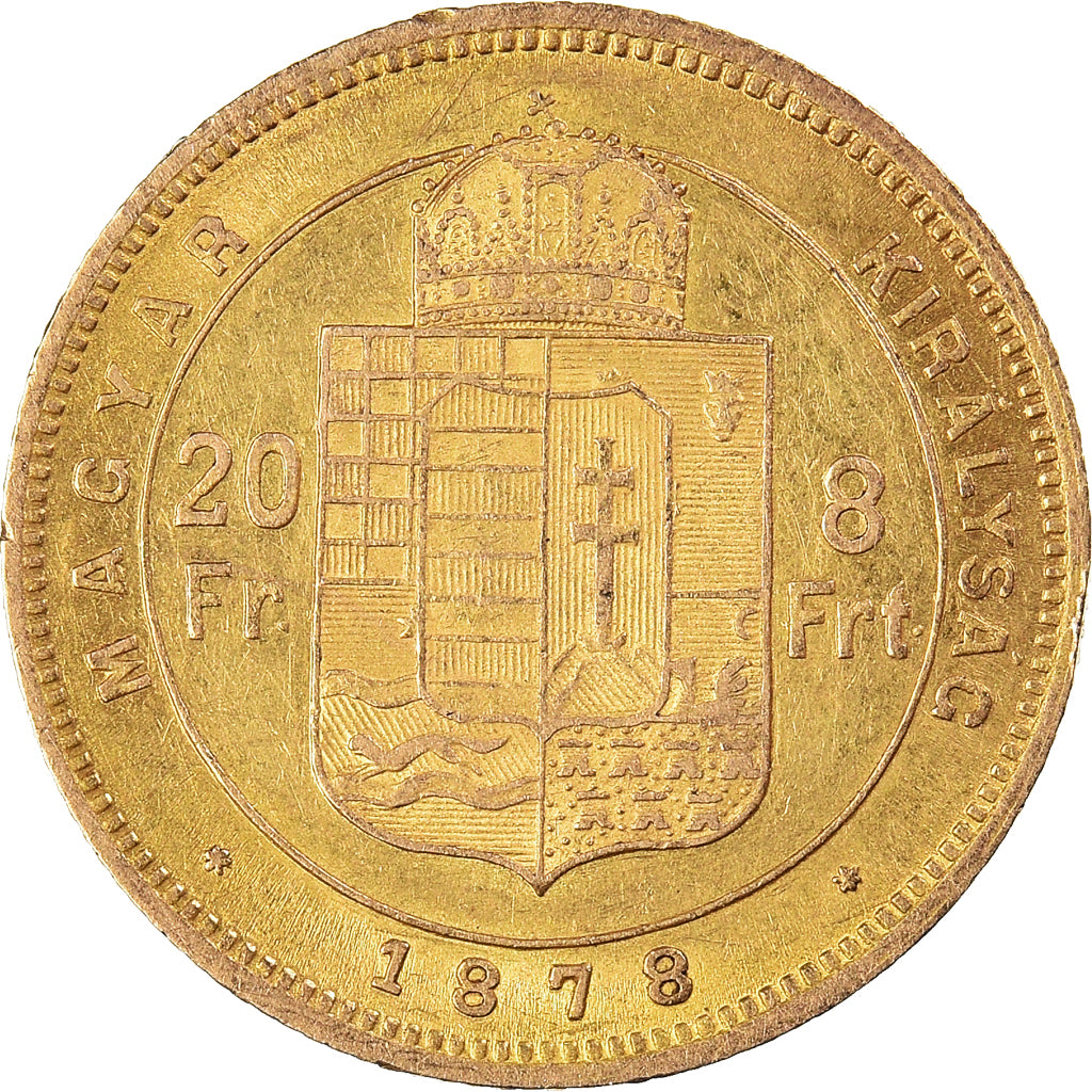 Monnaie, Hongrie, Franz Joseph I, 8 Forint 20 Francs, 1878, TTB+, Or, KM:455.1
