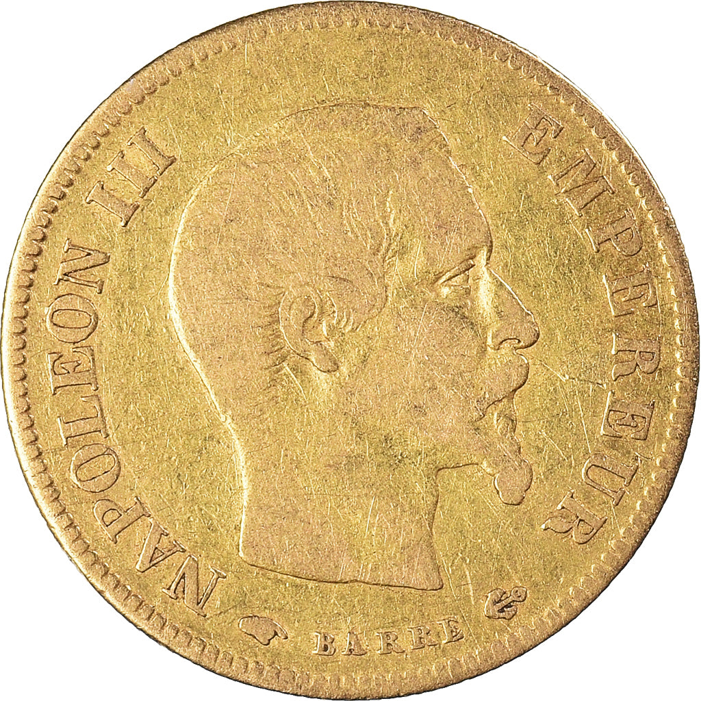 Moneda, Francia, Napoleon III, 10 Francs, 1857, Paris, BC+, Oro, KM:784.3