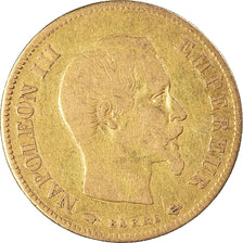 Moneda, Francia, Napoleon III, 10 Francs, 1857, Paris, BC+, Oro, KM:784.3