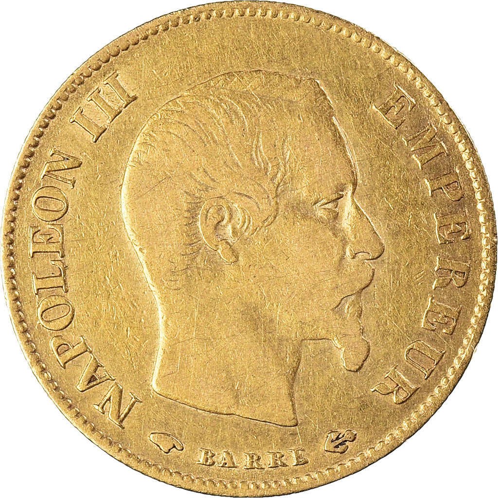 Munten, Frankrijk, Napoleon III, 10 Francs, 1858, Paris, FR+, Goud, KM:784.3