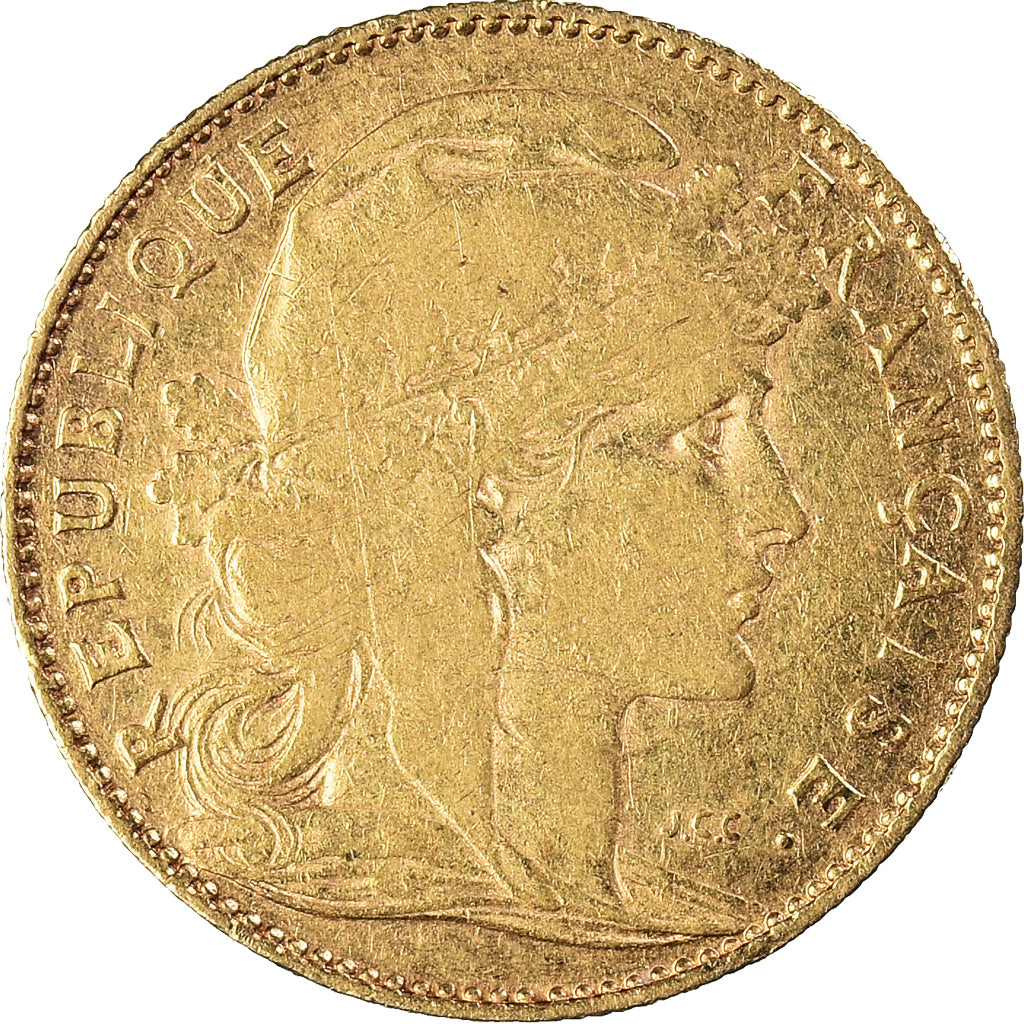 Munten, Frankrijk, Marianne, 10 Francs, 1901, Paris, ZF, Goud, KM:846