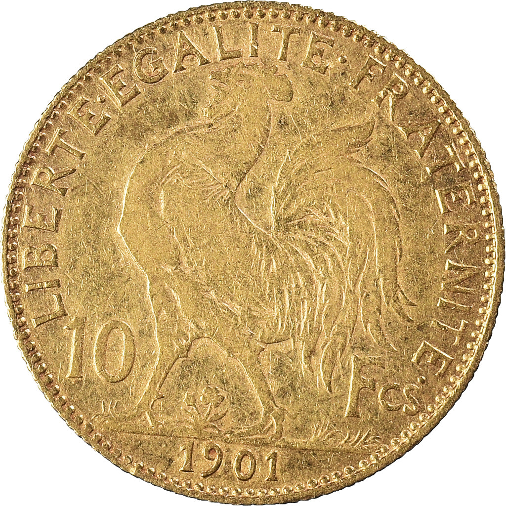 Munten, Frankrijk, Marianne, 10 Francs, 1901, Paris, ZF, Goud, KM:846